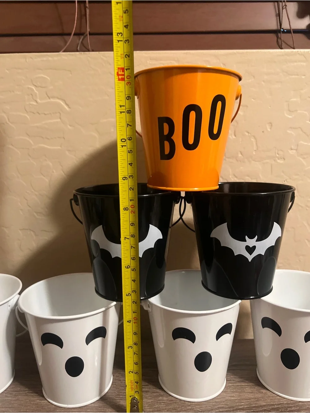 Target Bullseye Metal Halloween Buckets Pails Ghost Boo Bats NWT